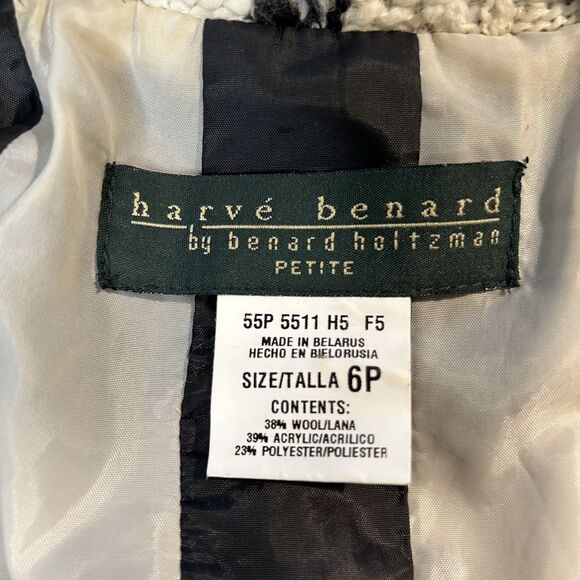 Vintage Harve Benard Holtzman Wool Blend Blazer Black White Zip Front Size 6P - Picture 11 of 13